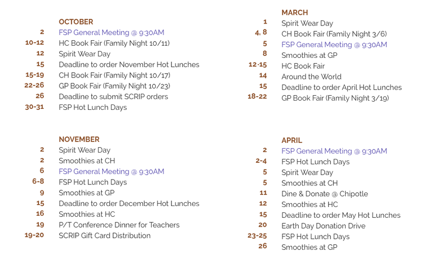 FSP Calendar